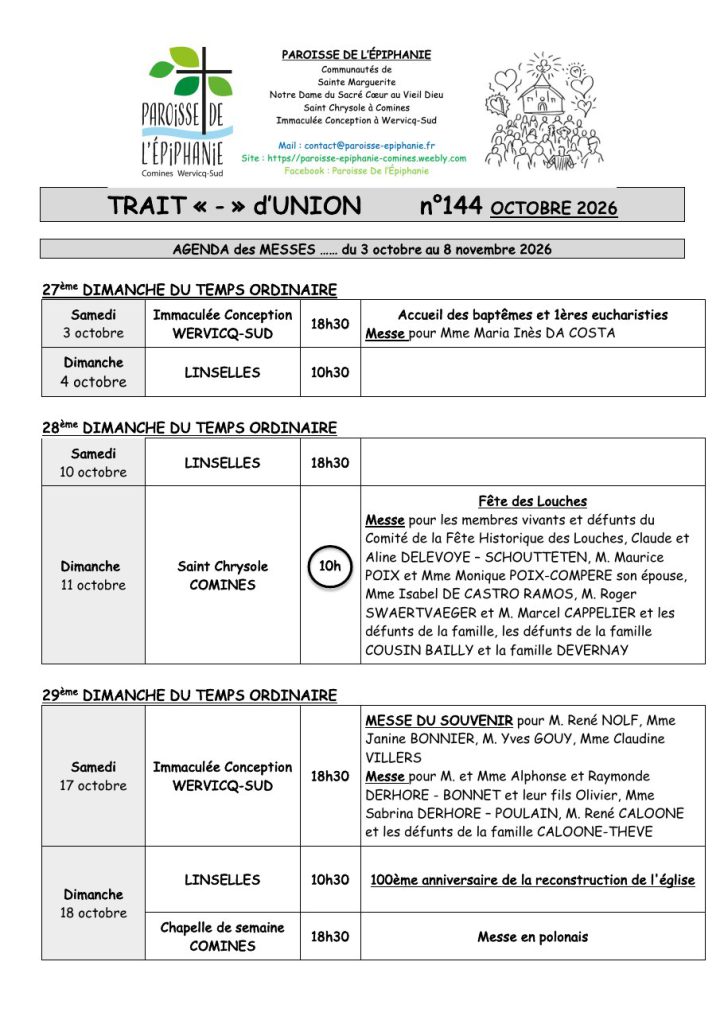 Couverture du Trait d’Union n° 144, octobre 2026