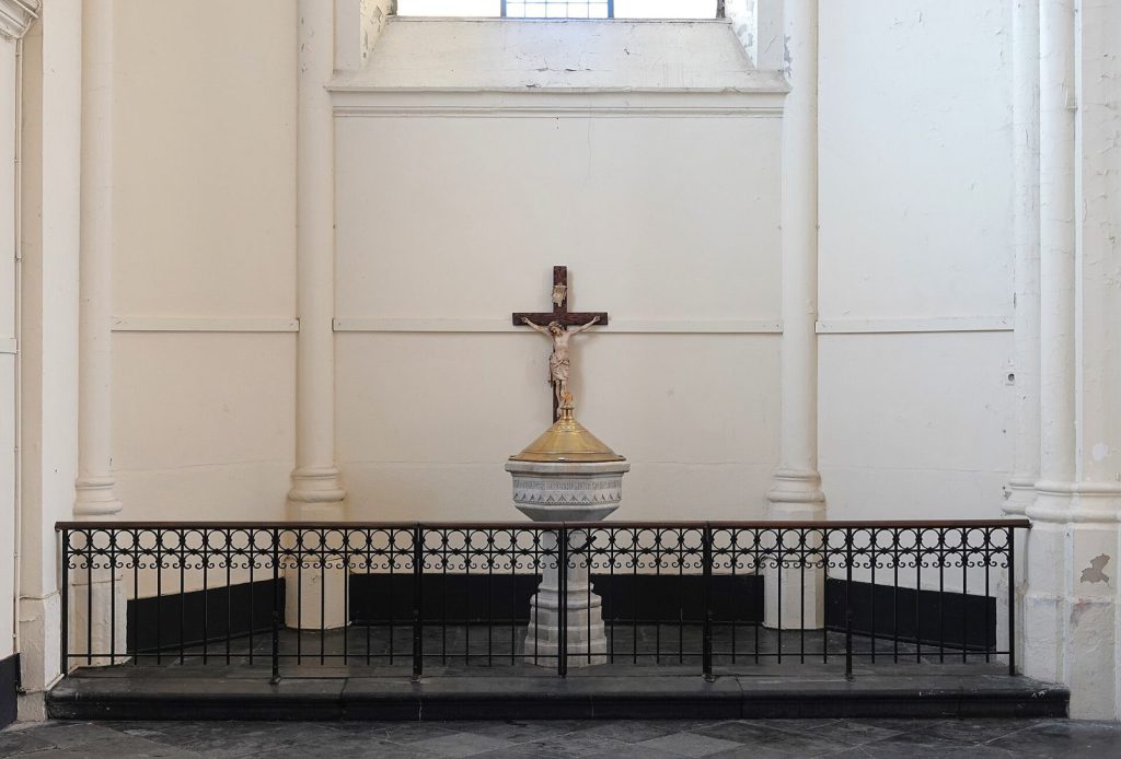 Les fonts baptismaux de l’église de Wervicq-Sud